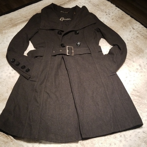 Guess Jackets & Blazers - Guess Dark Gray Wool Pea Coat w Belt Size M